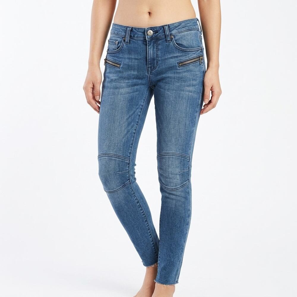 Abbey Dawn Blue Raw Hem Skinny Medium Wash Denim Jeans Women Size 1